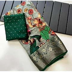 Pure Dola Silk Saree with Pichwai Kalamkari Design
