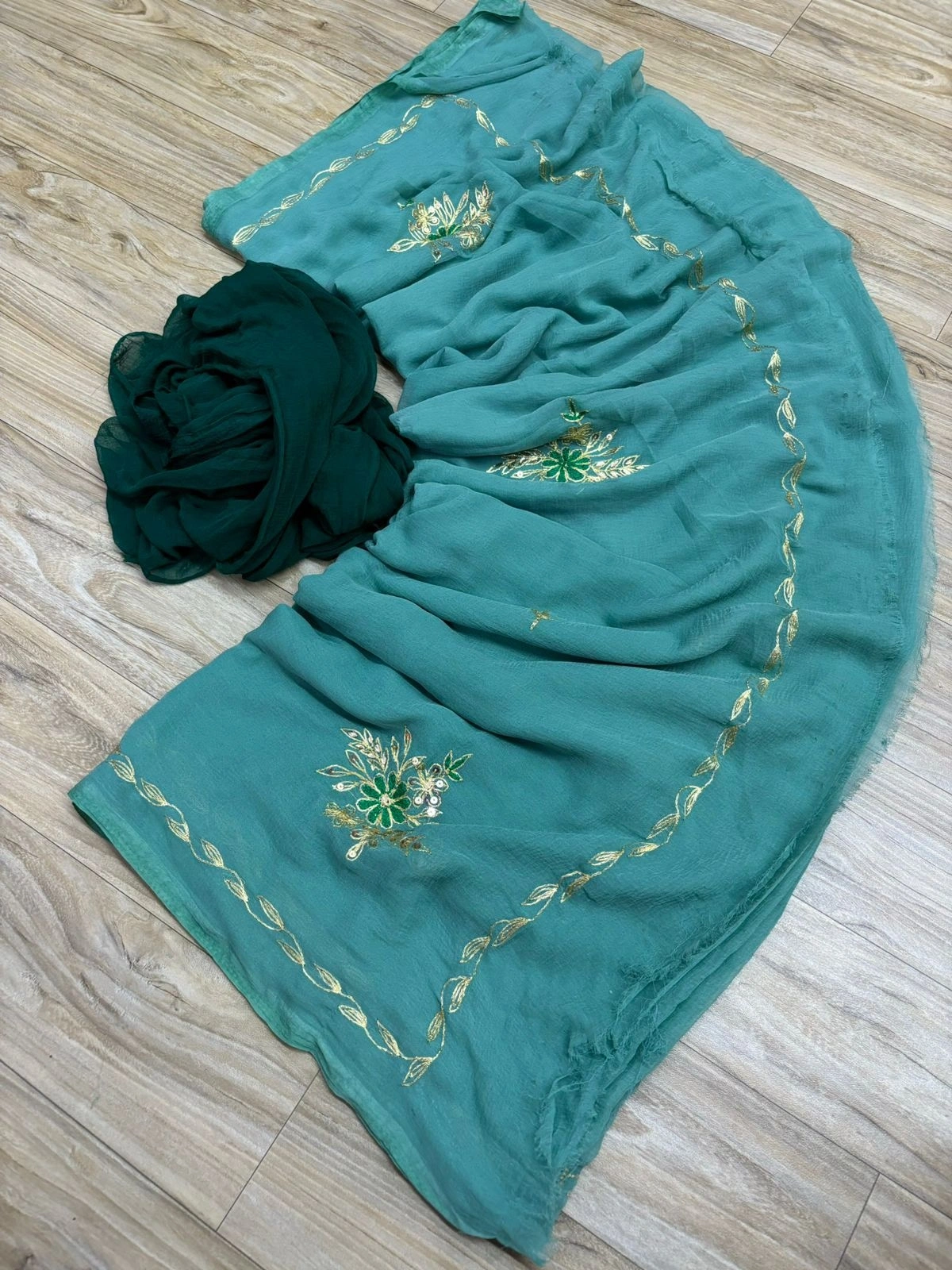 Stunning Handcrafted Chiffon Saree: Perfect for Fashionable Ladies-NSD-39-SkyBlue