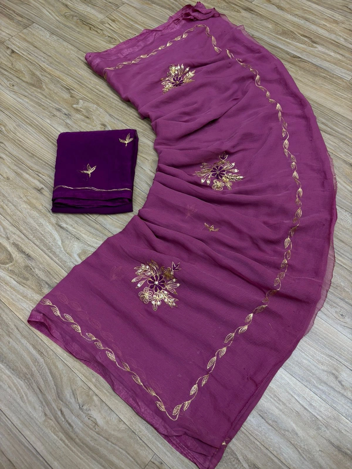 Stunning Handcrafted Chiffon Saree: Perfect for Fashionable Ladies-NSD-39-Wine