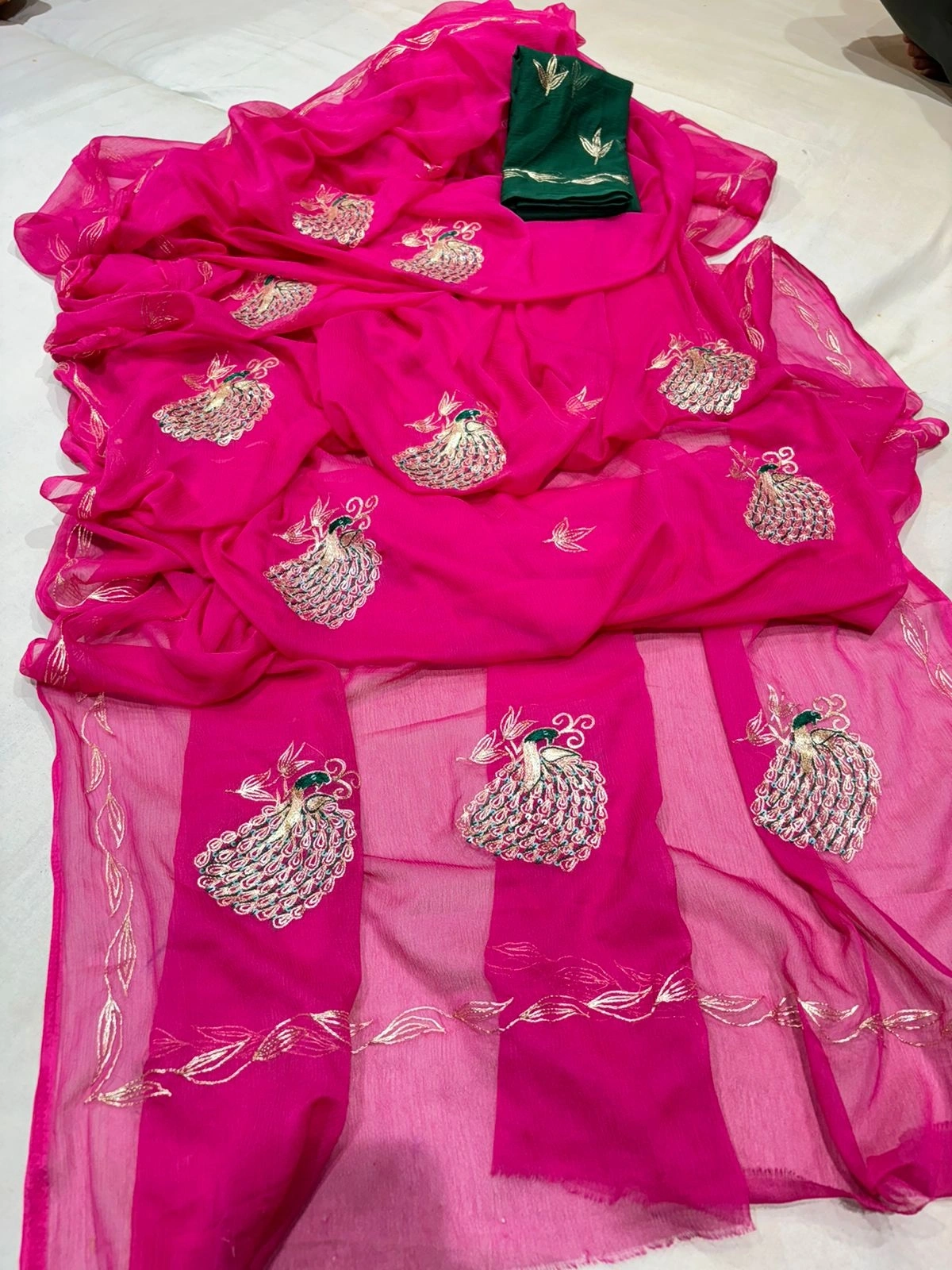 Chamundi Chiffon Saree: Stunning Rajputi KSB Border and Contrasting Colors-NSD-40-Rani