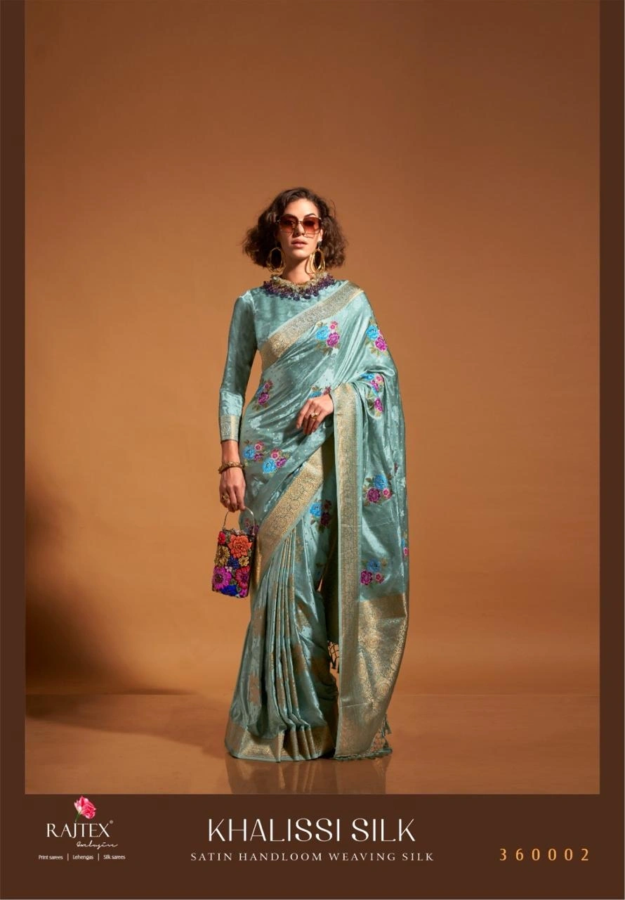 Luxurious Pure Satin Handloom Silk Saree: Elegant Tradition-SAN-360000-SkyBlue