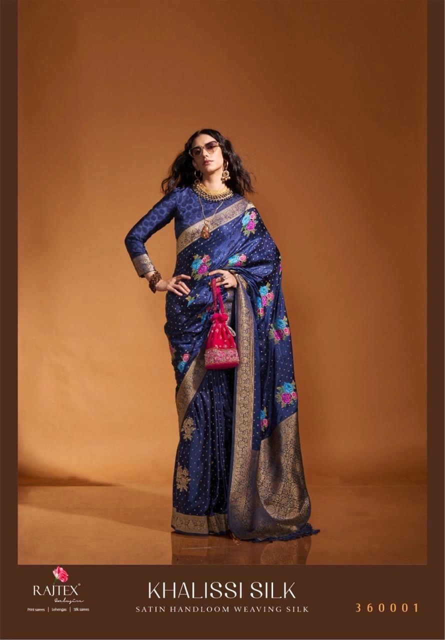 Luxurious Pure Satin Handloom Silk Saree: Elegant Tradition-SAN-360000-Blue