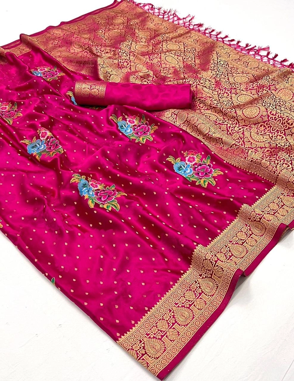 Luxurious Pure Satin Handloom Silk Saree: Elegant Tradition-Rani-2