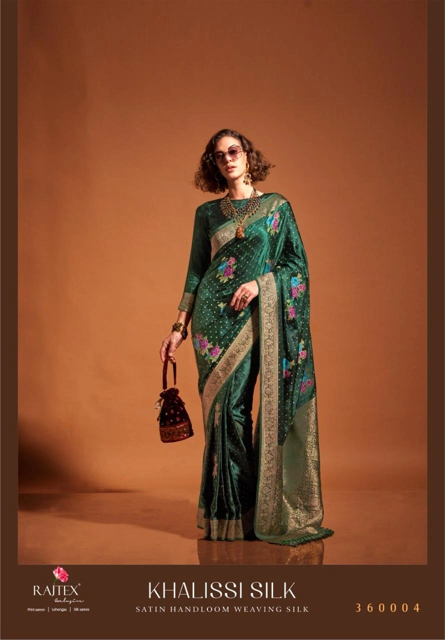 Luxurious Pure Satin Handloom Silk Saree: Elegant Tradition-SAN-360000-Green