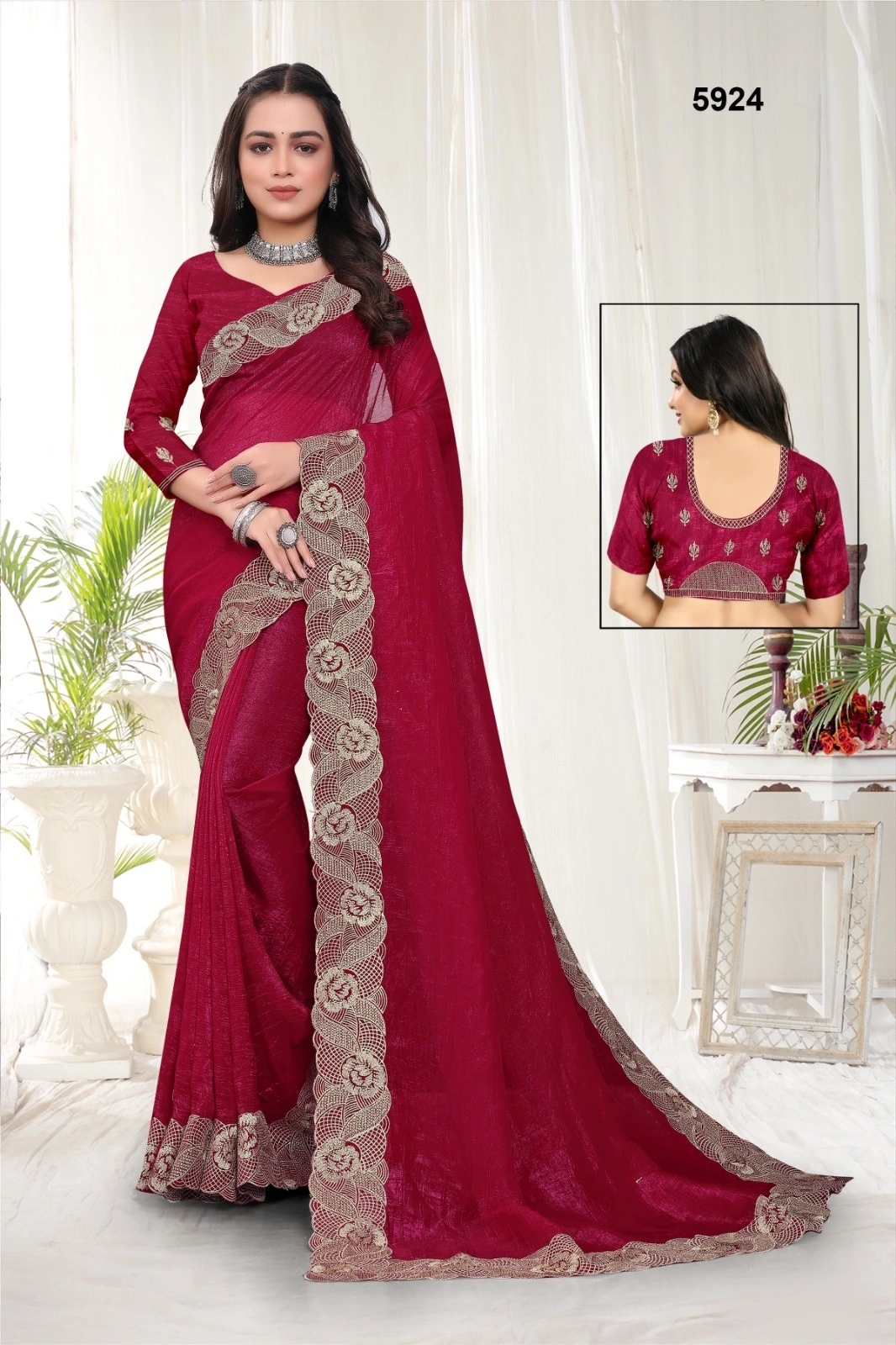 Crazy Blooming Saree with Full Zari Border-RSRM-5925-Red