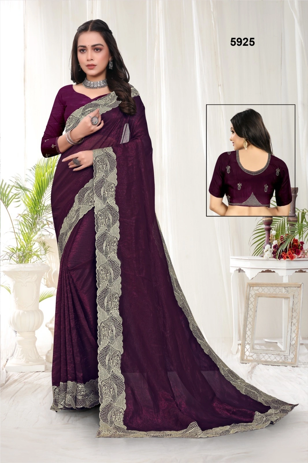 Crazy Blooming Saree with Full Zari Border-RSRM-5925-Wine