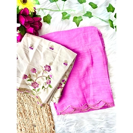 YNF Embellished Burberry Crush Saree with Designer Silk Blouse