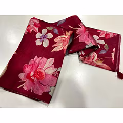 Premium Floral Print Tussar Saree with Detailed Kalamkari Pallu
