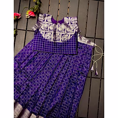 Silk Lehenga with Side Open Blouse for Kids