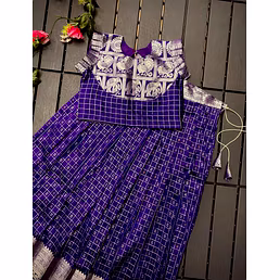 Silk Lehenga with Side Open Blouse for Kids