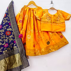 Stunning Banarasi Silk Lehenga Set with Zari Border and Frill Lace