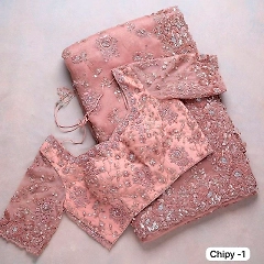 Embroidered Organza Silk Sari with Blouse Piece