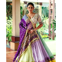 Muslin Cotton Lehenga Set with Real Mirror Details