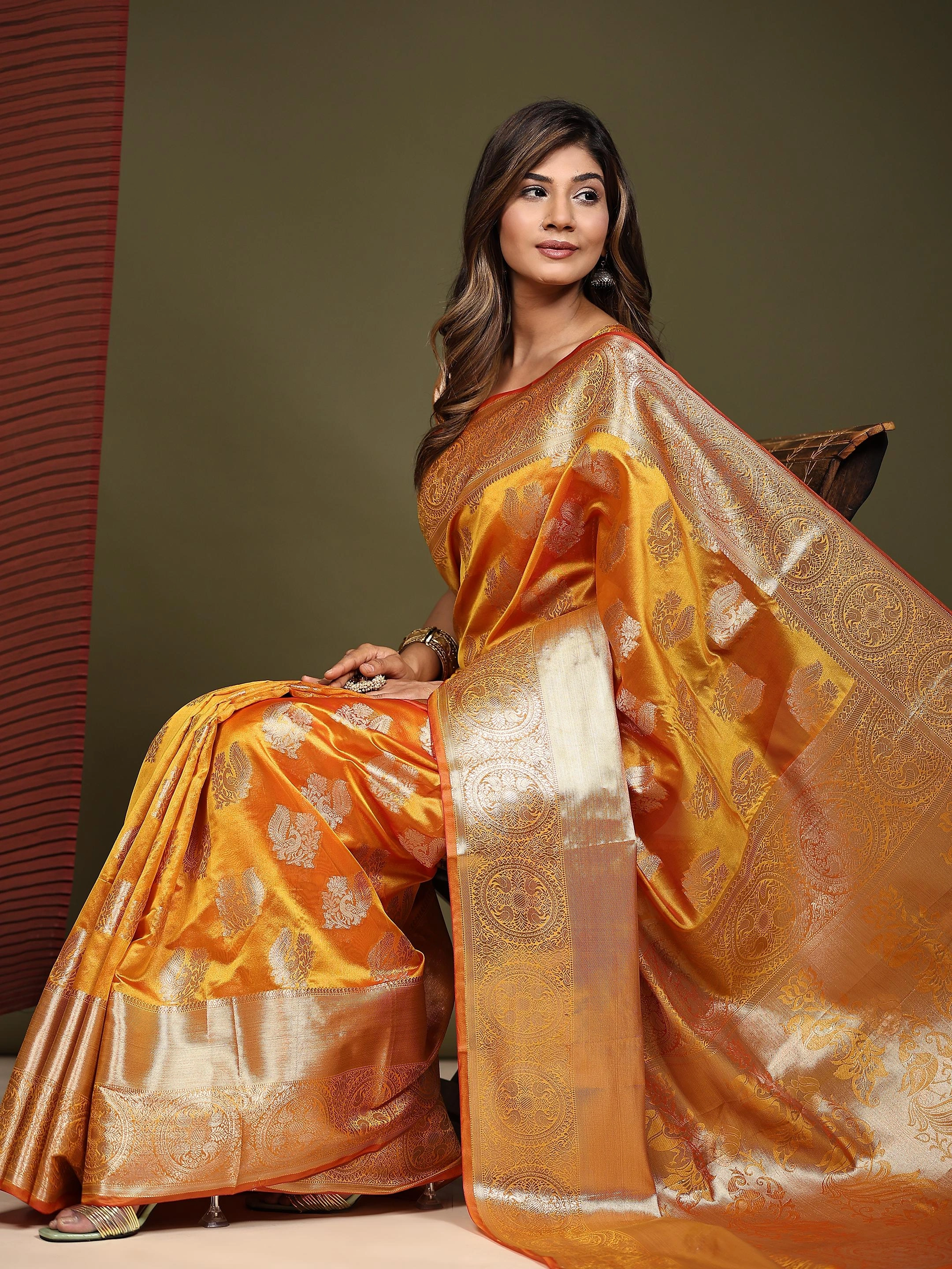 Zari Weaved Organza Silk Saree with Rich Pallu-RMNX-Revati-Mustard