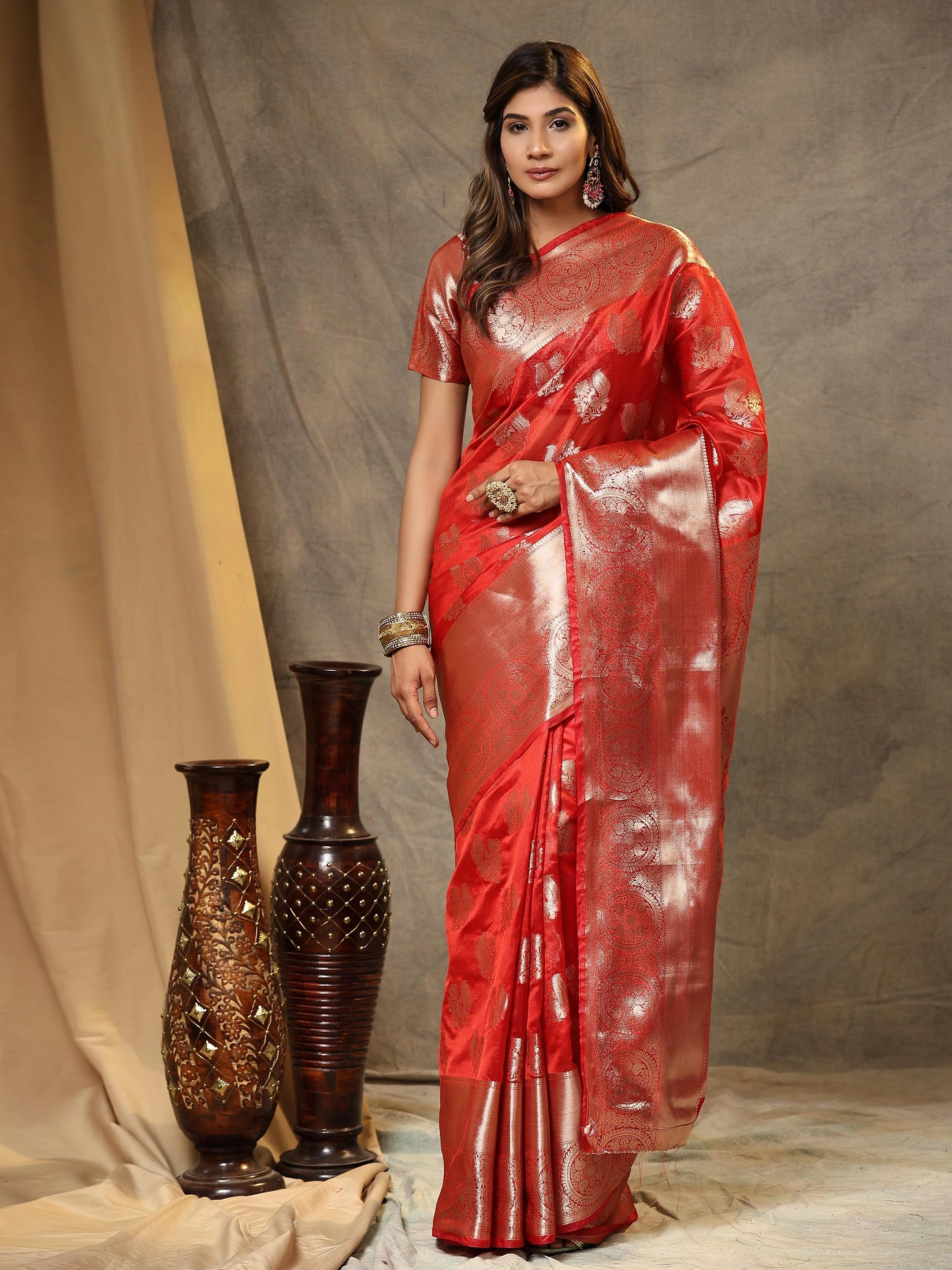 Zari Weaved Organza Silk Saree with Rich Pallu-RMNX-Revati-Red