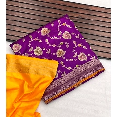 Pure Dola Silk Saree with Meenakari and Zari Weaving