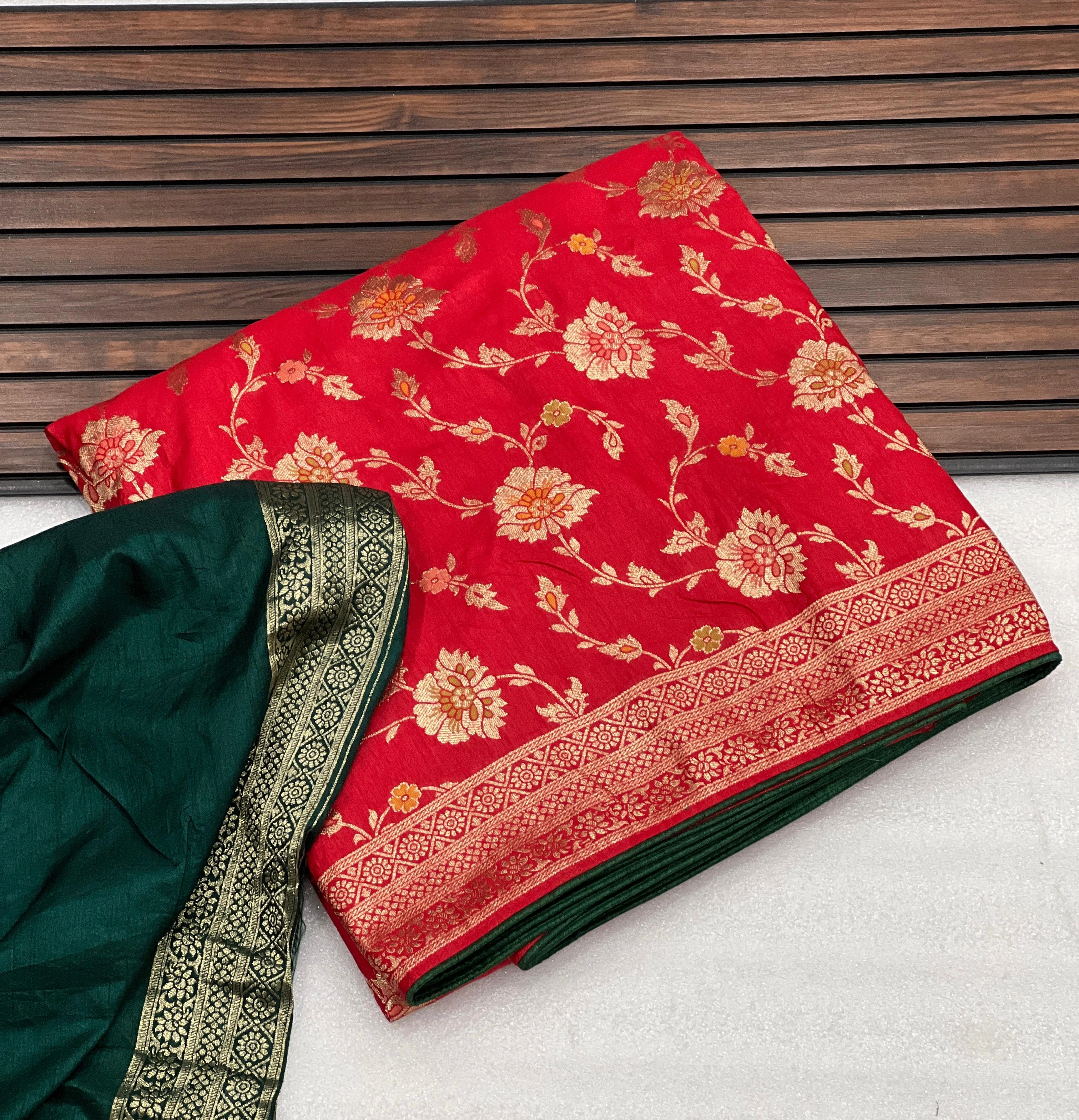 Pure Dola Silk Saree with Meenakari and Zari Weaving-RNNC-20-Red