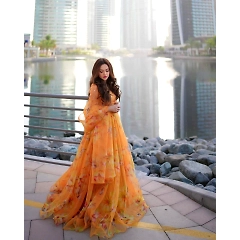 Foxy Georgette Printed Blouse and Lehenga Set with Tassel Detailing