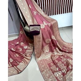 YNF Gold Zari Woven Banarasi Dola Silk Saree: Perfect for Festivals and Weddings!