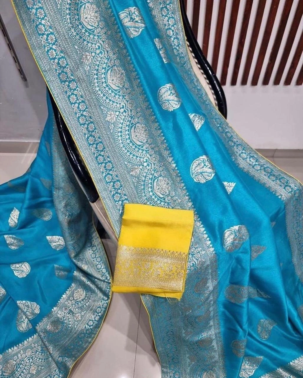 Gold Zari Woven Banarasi Dola Silk Saree: Perfect for Festivals and Weddings!-ANT-53-SkyBlue