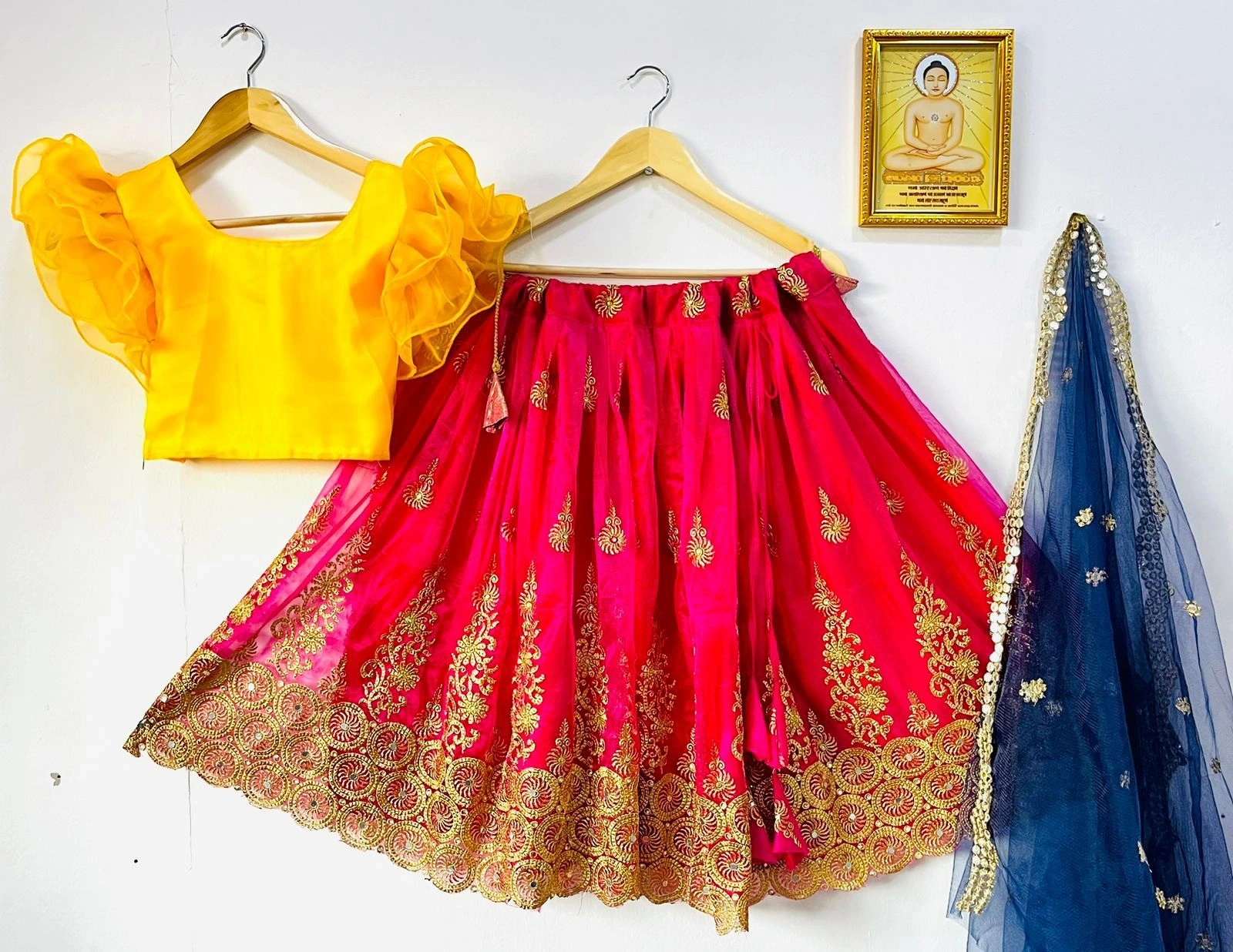 Kanjivaram Silk Gown: Hand-worked Design, Sizes 1-15 Years-REF-27-Rani-1y