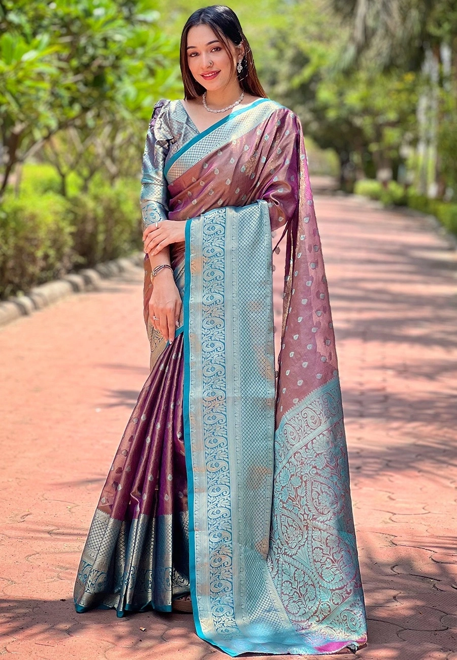 Zari Woven Kanchipuram Silk Saree with Brocade Blouse-REW-SUPERHIT-PATTU-Wine