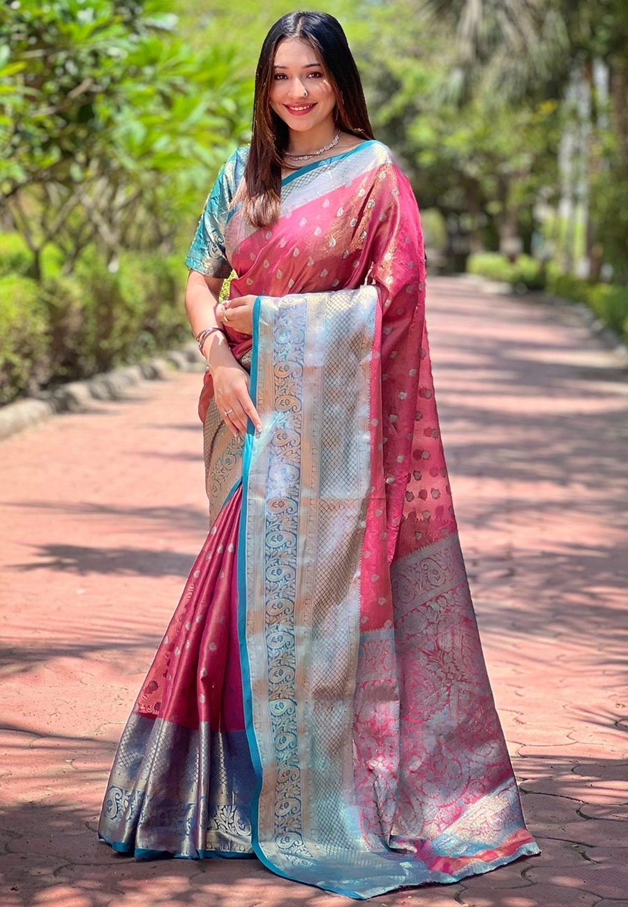 Zari Woven Kanchipuram Silk Saree with Brocade Blouse-REW-SUPERHIT-PATTU-Red