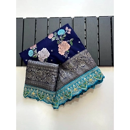 Khadi Georgette Sarees with Meenakari Weaving &amp; Fancy Work