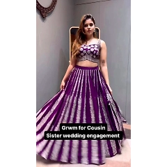 Elegant Foux Gorgette Lehenga with Sequences and Thread Work