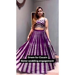 Elegant Foux Gorgette Lehenga with Sequences and Thread Work