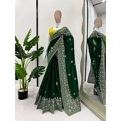 Beautiful Designer Saree: Georgette Fabric, Intricate Thread Work, Matching Blouse