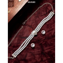 White Pearl and Meenakari Festive Necklace Set