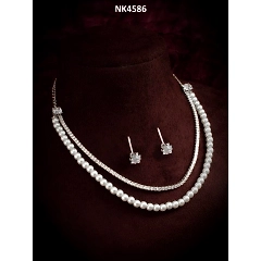 Silver Plated Festive Pearl Jewelry Set