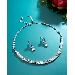 White Brass Plated Silver American Diamond Set - Festive & Traditional