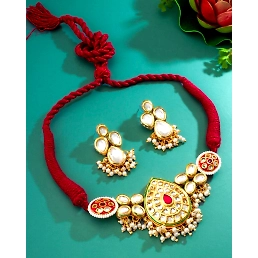 Kundan and Pearl Festive Jewelry Set - Freesize