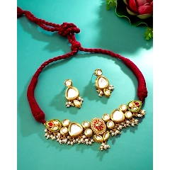 Kundan and Pearl Festive Jewelry Set - Freesize