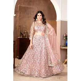 YNF Premium Net Lehenga Set: Sequin Embellished, Flair, XXL Size
