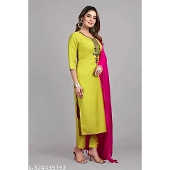Embroidered Cotton Kurta Set with Nazneen Dupatta - Sizes S-XL