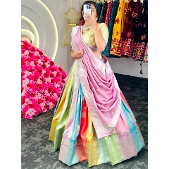 Dola Silk Choli and Lehengha Set with Jacquard Work - Upto 44 Stitch Size