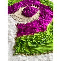 Hand-Dyed Chinnon Fabric with Intricate Cutdana Moti and Jardosi Handwork