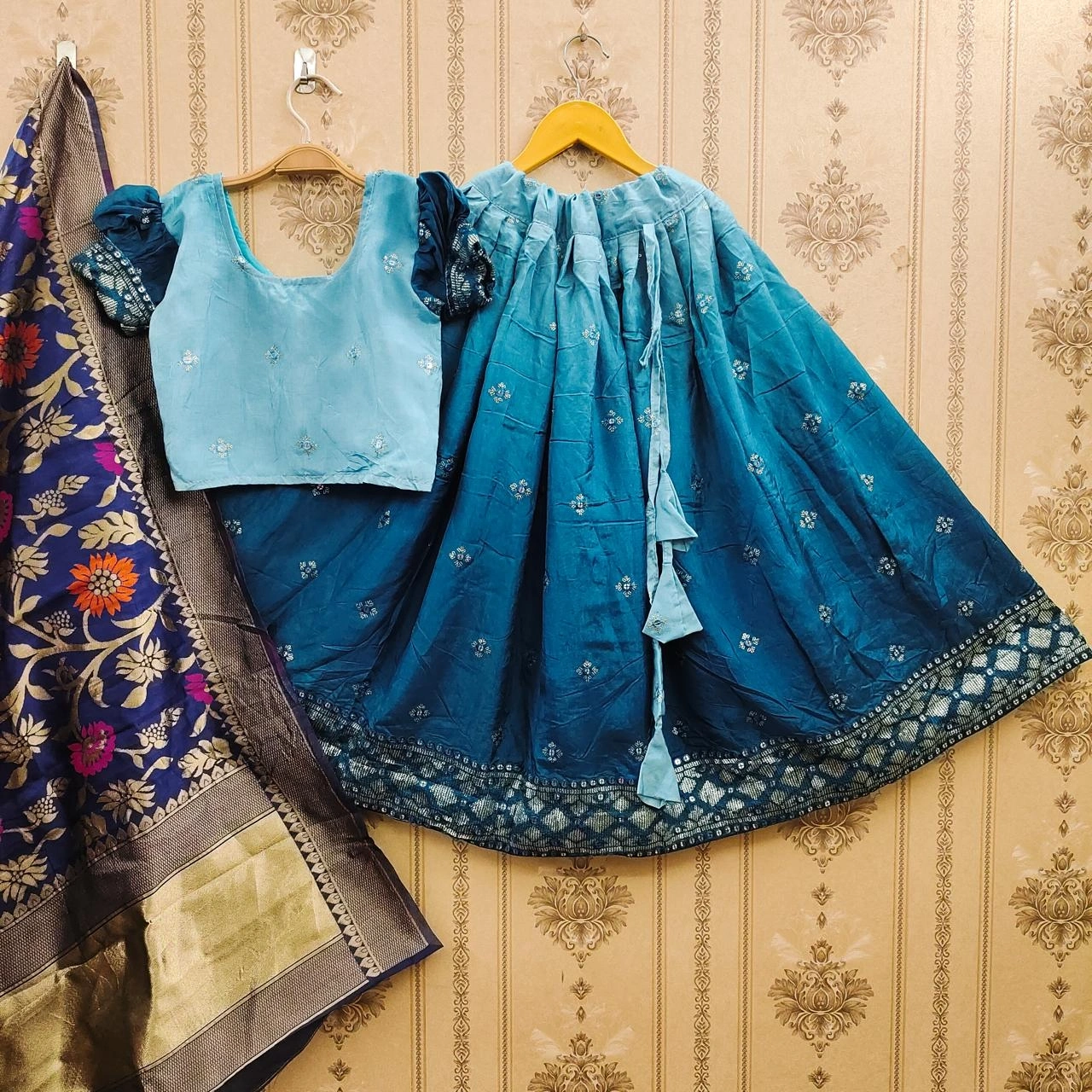 Exquisite Zari Embroidered Silk Lehenga for Stylish Kids-REF-30-Rama-1y