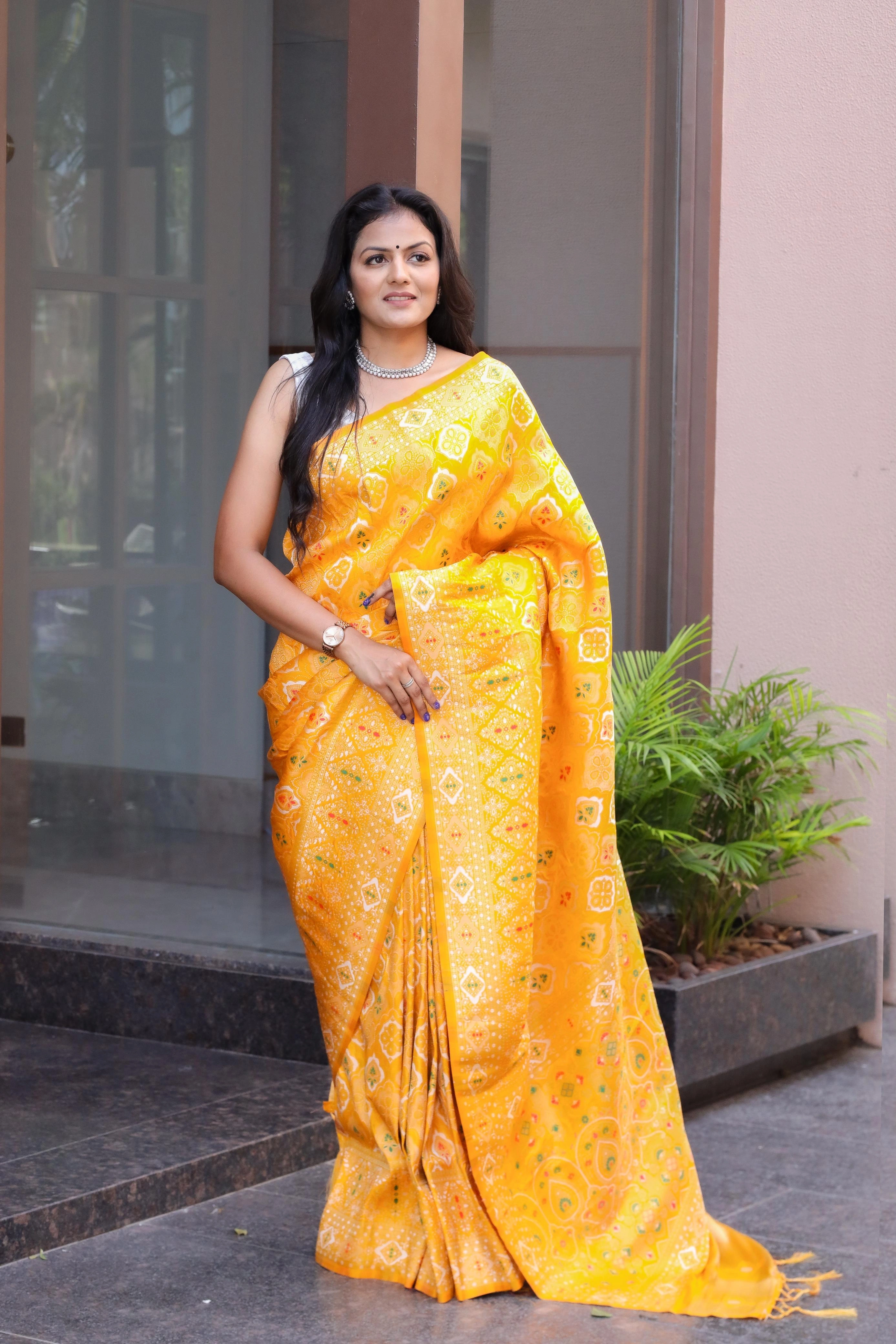 Soft Silk Saree with Rich Jacquard and Exclusive Blouse-RGK-26-Yellow