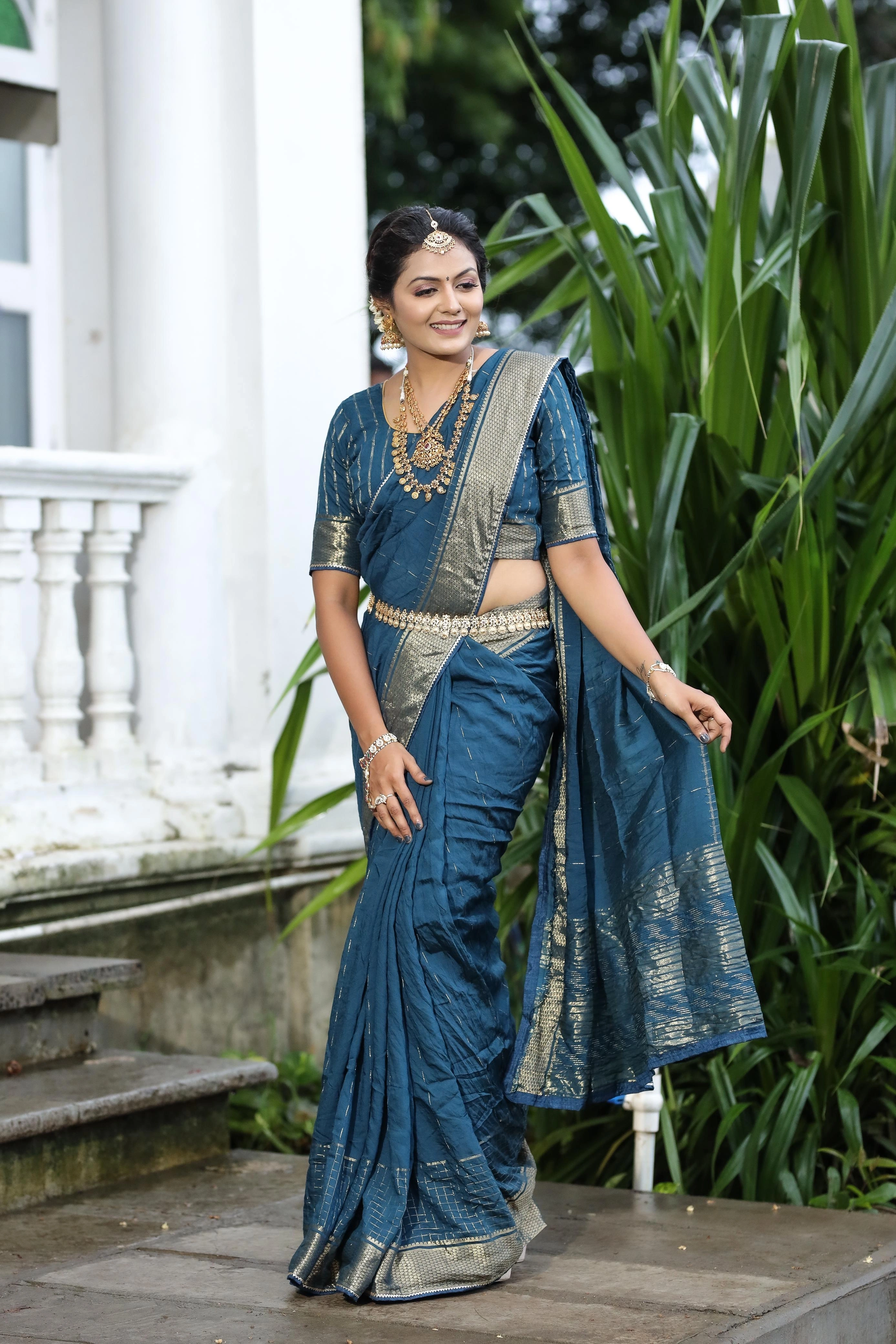 Rich Jacquard Saree with Woven Blouse - 6.3m-RGK-28-PacockBlue