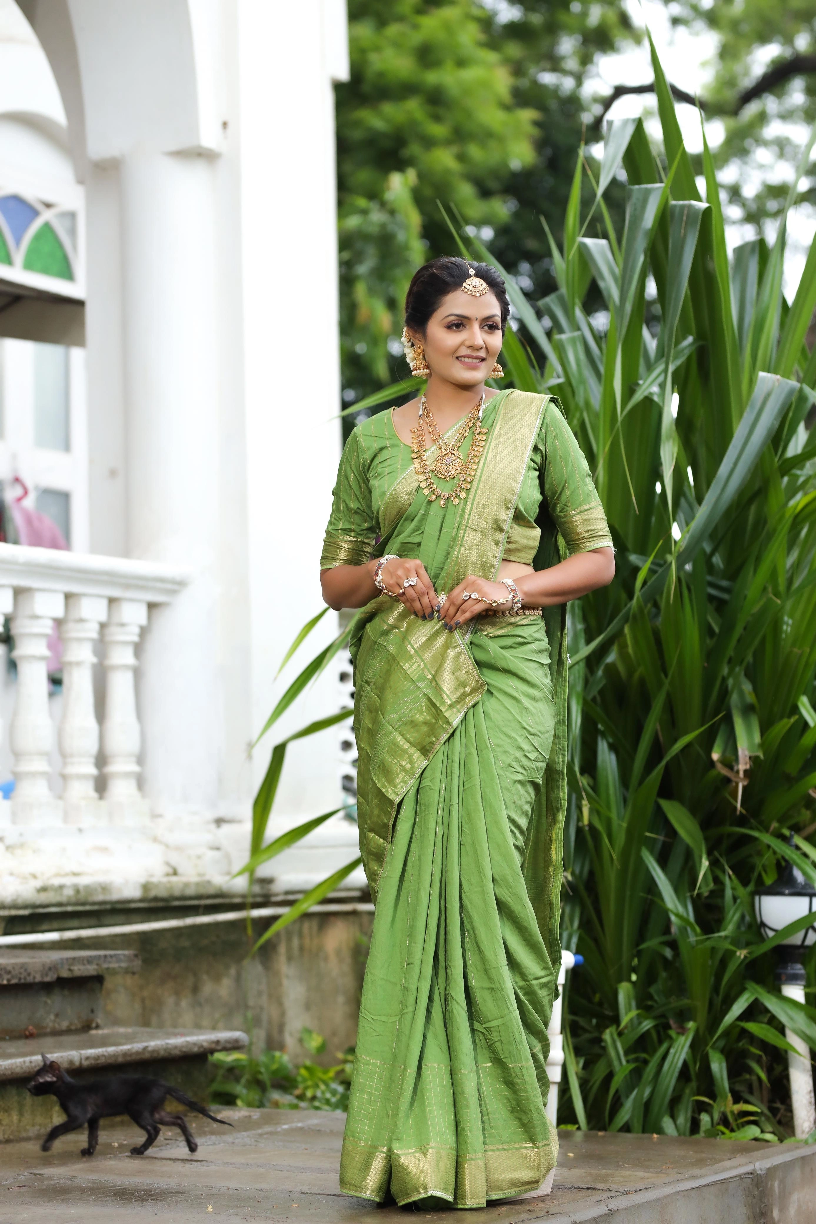 Rich Jacquard Saree with Woven Blouse - 6.3m-RGK-28-Green