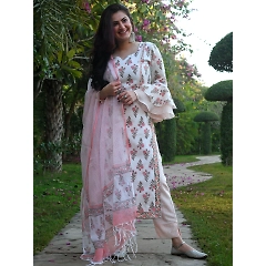 Printed Heavy Cotton ReadyMade Suit with Kota Doria Dupatta