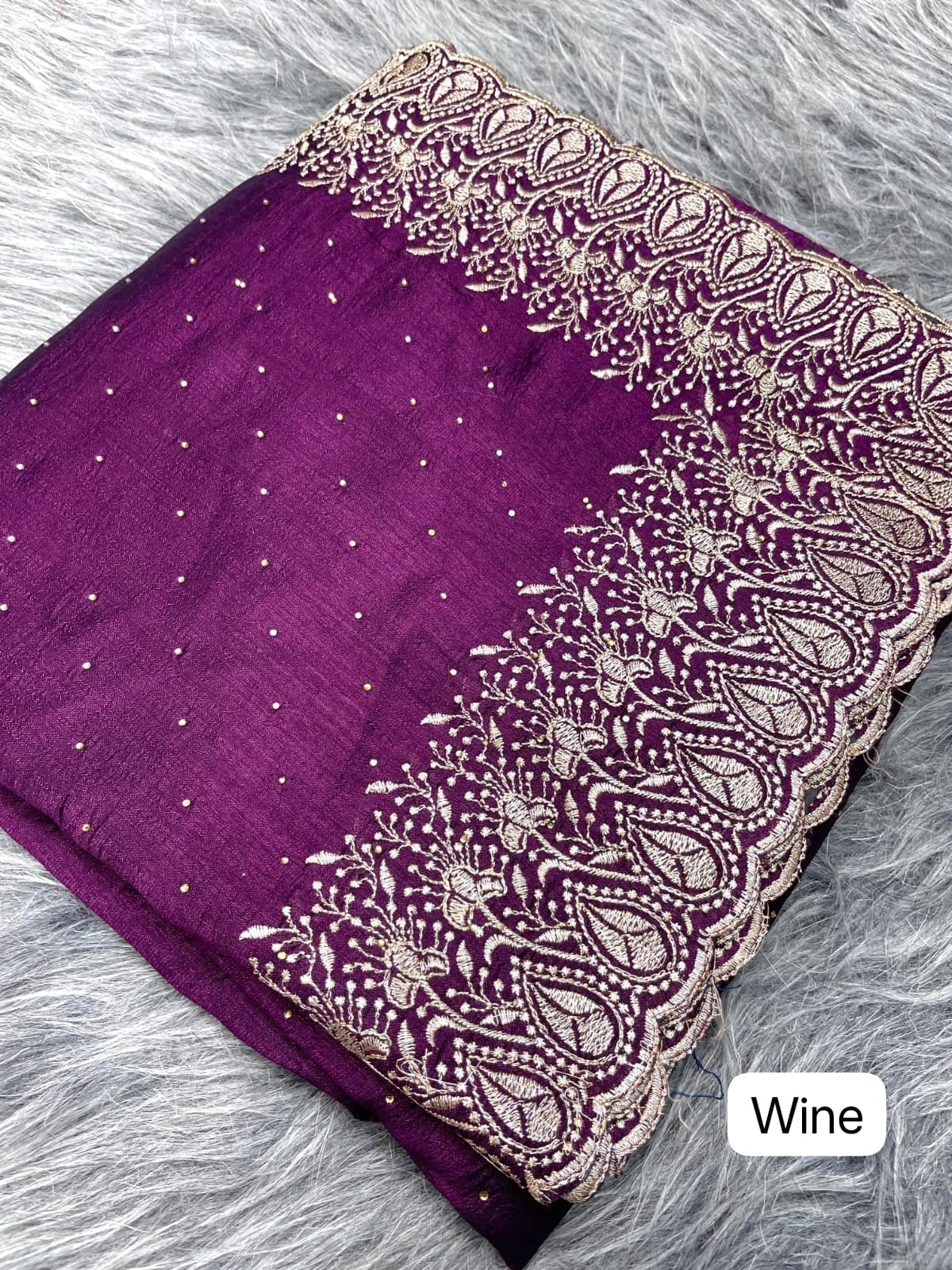 Vichitra Blooming Saree: Embroidery &amp; Zari Work-RMP-420-Wine