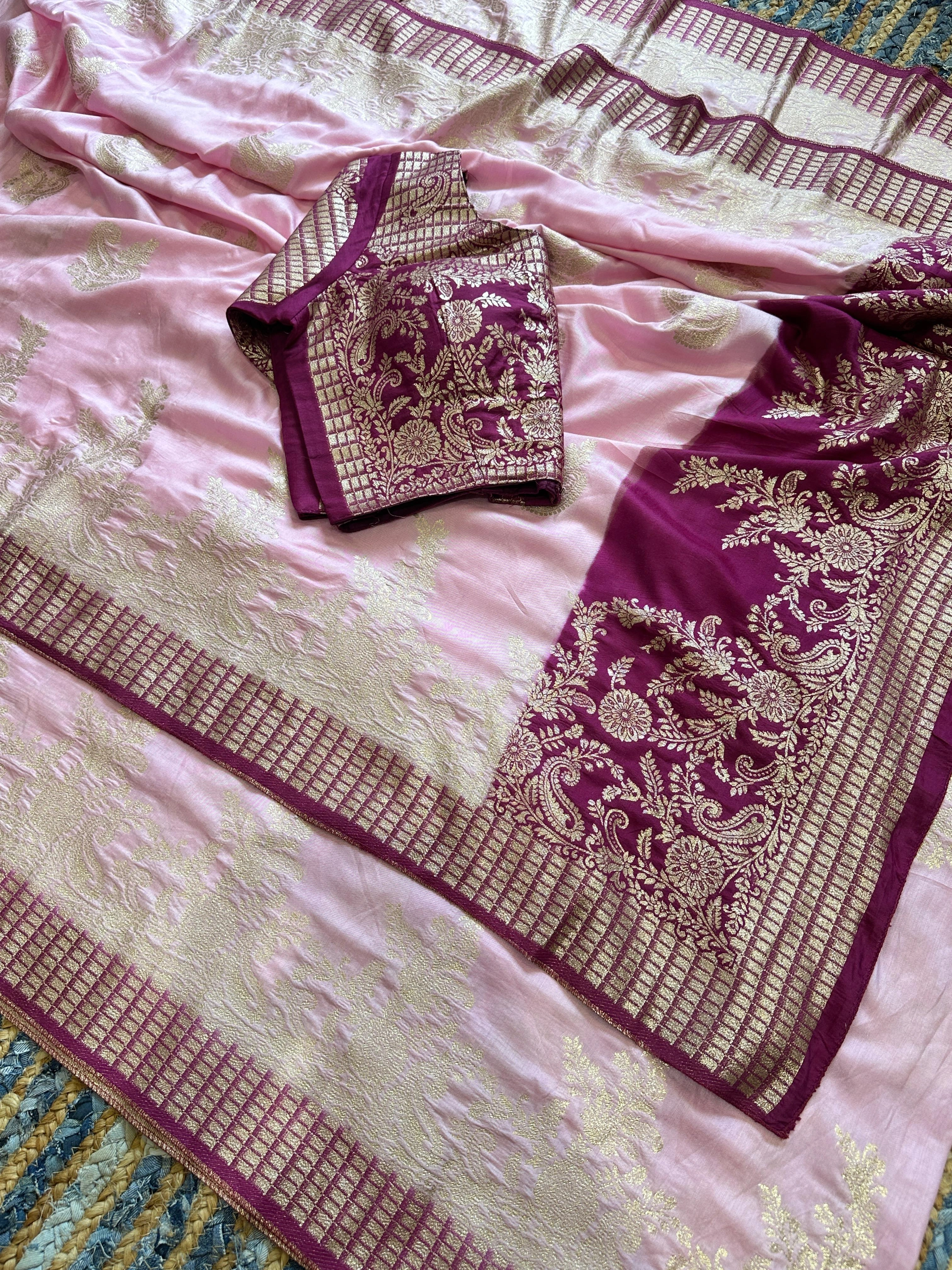 Richly Woven Viscose Silk Saree with Zari Work-MPL-Shamta-B-Pink