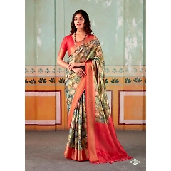 Floral Print Pure Silk Satin Fabric