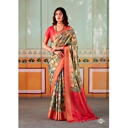 Floral Print Pure Silk Satin Fabric