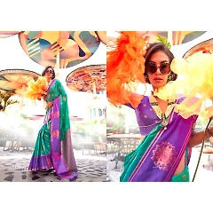 Handloom Silk Saree with Striking Contrast Detailing